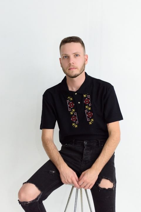 Мъжка тениска Ангел-Бети, бродерия, Зашиви | Дрехи с бродерия тениски с шевици